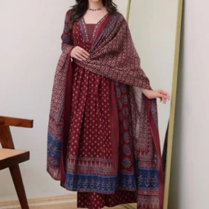 KALINI Floral Printed Square Neck Anarkali Kurta