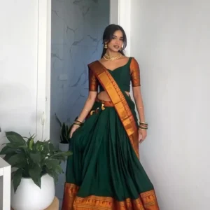 Kanjivaram Silk Half Lehenga Saree With Blouse And Dupatta